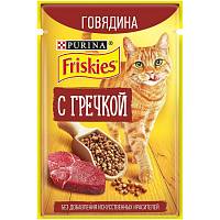 Friskies консервы для взрослых кошек с говядиной и гречкой в подливе (пауч)