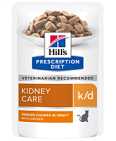 Hill's  Prescription Diet k/d Kidney Care консервы для кошек диетический при хронической болезни почек, с Курицей (пауч)