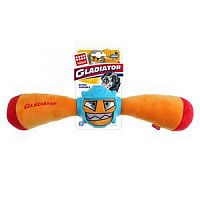 GiGwi игрушка для собак "GLADIATOR" Гладиатор в резиновом шлеме- палка с пищалкой (оранжевый) 41см