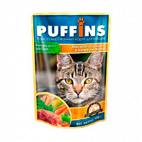 Консервы для кошек Puffins, Мясное ассорти в нежном желе (пауч)