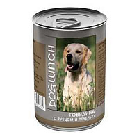Dog Lunch консервы для собак с говядиной, рубцом и печенью в желе