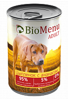BioMenu Adult консервы для собак Цыпленок с Ананасами 95% мясо