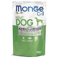 Monge Dog Grill консервы для собак ягненок с овощами (пауч)