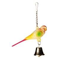 TRIXIE Игрушка для птиц Пластиковый попугай с колокольчиком на цепочке 9см