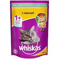 Whiskas сухой корм для стерилизованных кошек подушечки курица