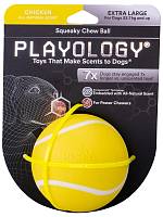 Игрушка для собак Playology хрустящий жевательный мяч SQUEAKY CHEW BALL 6 см с пищалкой и с ароматом курицы, желтый