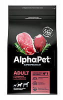 Сухой корм для взрослых собак средних пород AlphaPet Superpremium с говядиной и потрошками