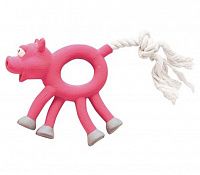 ZIVER Игрушка для собак "Хрюшка с лапами и веревочным хвостом розовая", 18 см