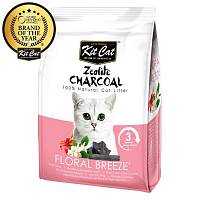 Kit Cat Zeolite Charcoal Floral Breeze цеолитовый комкующийся наполнитель с ароматом цветов - 4 кг