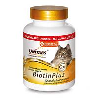 Витамины для кошек UNITABS BiotinPlus с Q10 улучшает состояние кожи и шерсти, 200 таб