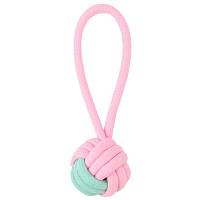 Игрушка для собак Mr.Kranch Мяч из каната на кольцевом шнуре 15*5 см розовая с голубым