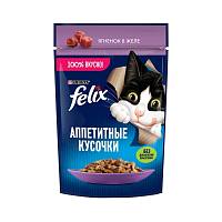 Влажный корм для взрослых кошек Felix Аппетитные кусочки, с ягненком в желе, пауч