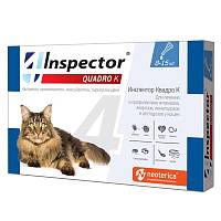 Капли для кошек 8-15 кг INSPECTOR Quadro К от внешних и внутренних паразитов