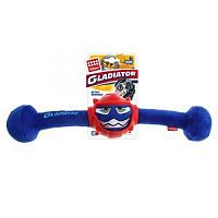 GiGwi игрушка для собак "GLADIATOR" Гладиатор в резиновом шлеме- гантеля с пищалкой (синий) 41см