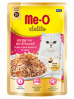 Консервы для кошек Ме-О Дэлит Тунец и Антлантическая пеламида в желе, пауч