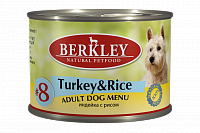 Berkley №8 консервы для собак индейка с рисом