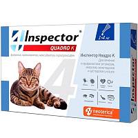 Капли для кошек 1-4 кг Inspector Quadro К от внешних и внутренних паразитов