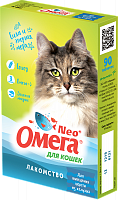Витамины для кошек Омега Nео+ с ржаным солодом Для выведения шерсти из желудка, 90таб