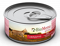 BioMenu Kitten консервы для котят мясной паштет с Говядиной 95% мясо