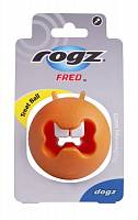 Rogz мяч пупырчатый с "зубами" для массажа десен с отверстием для лакомств FRED, 64 мм, оранжевый