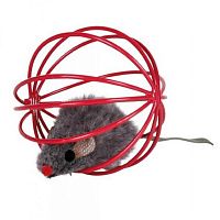 TRIXIE Набор игрушек для кошек "Мышь в проволочном шаре", 6 см (24шт)