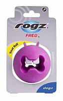 Rogz мяч пупырчатый с "зубами" для массажа десен с отверстием для лакомств FRED, 64 мм, розовый