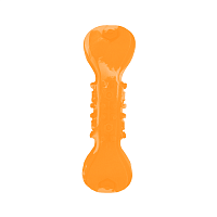 Игрушка для собак Mr.Kranch Гантель дентальная и пищалкой оранжевая с ароматом бекона, 22 см