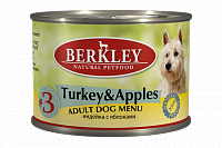 Berkley №3 консервы для собак индейка с яблоками