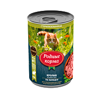 Консервы для кошек Родные Корма с кроликом кусочки в соусе по-липецки