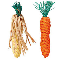 Набор игрушек для грызунов Trixie Морковь и Кукуруза, сизаль, 2 шт
