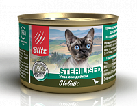 Консервы для стерилизованных кошек и кастрированных котов BLITZ Утка с индейкой, мясной паштет