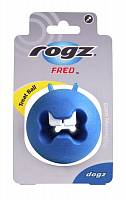 Rogz мяч пупырчатый с "зубами" для массажа десен с отверстием для лакомств FRED, 64 мм, синий