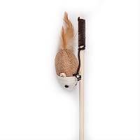 Грызлик Ам Игрушка для кошек Дразнилка-удочка Мышка ECO с перьями, 40 см