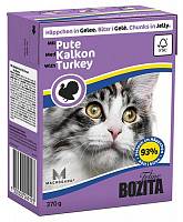 Bozita Feline Minced Turkey Tetra Pak консервы для кошек кусочки в желе рубленая индейка
