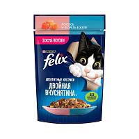 Влажный корм для взрослых кошек Felix Аппетитные кусочки, Двойная Вкуснятина, с лососем и форелью, в желе