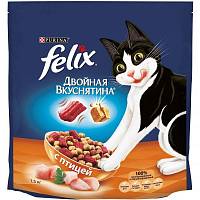 Сухой корм для взрослых кошек Felix Двойная Вкуснятина, с птицей