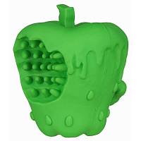 Игрушка для собак Mr.Kranch Яблоко с пищалкой зеленая с ароматом курицы, 10 см