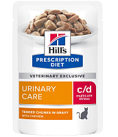 Влажный диетический корм для кошек Hill's Prescription Diet c/d Multicare Urinary Stress при профилактике цистита и МКБ, в том числе вызванные стрессом, с курицей